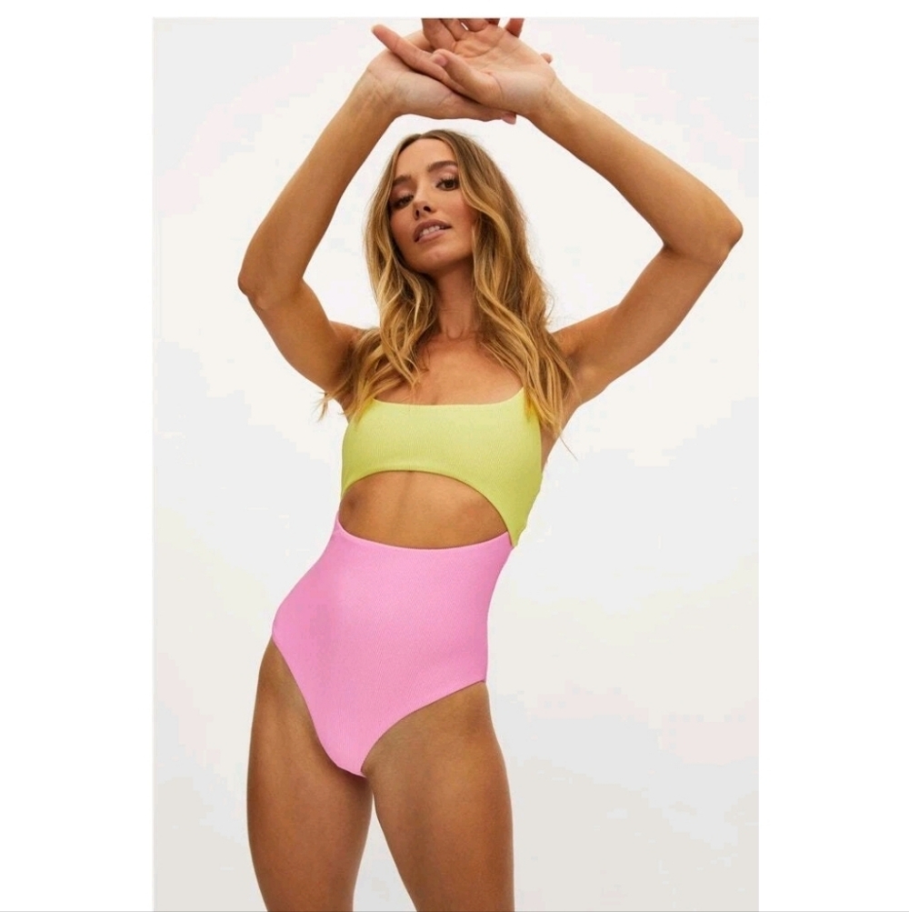 Beach Riot Pink & Yellow Colorblock One-Piece Swimsuit